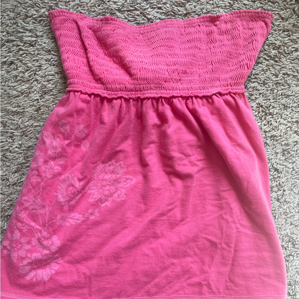 Pink floral tube top